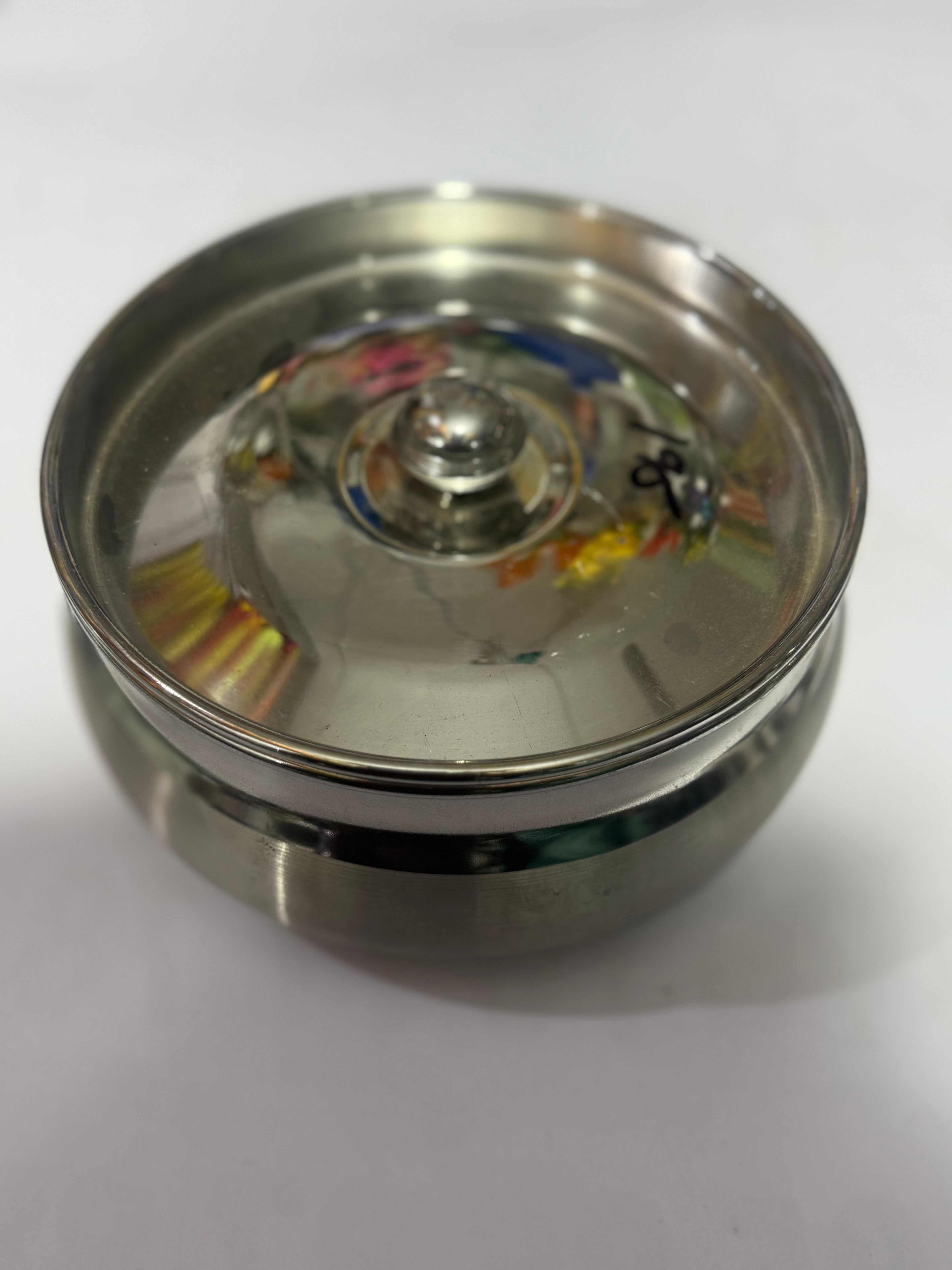 Steel Round Lunch/Tiffin Boz with Handle - Medium Size