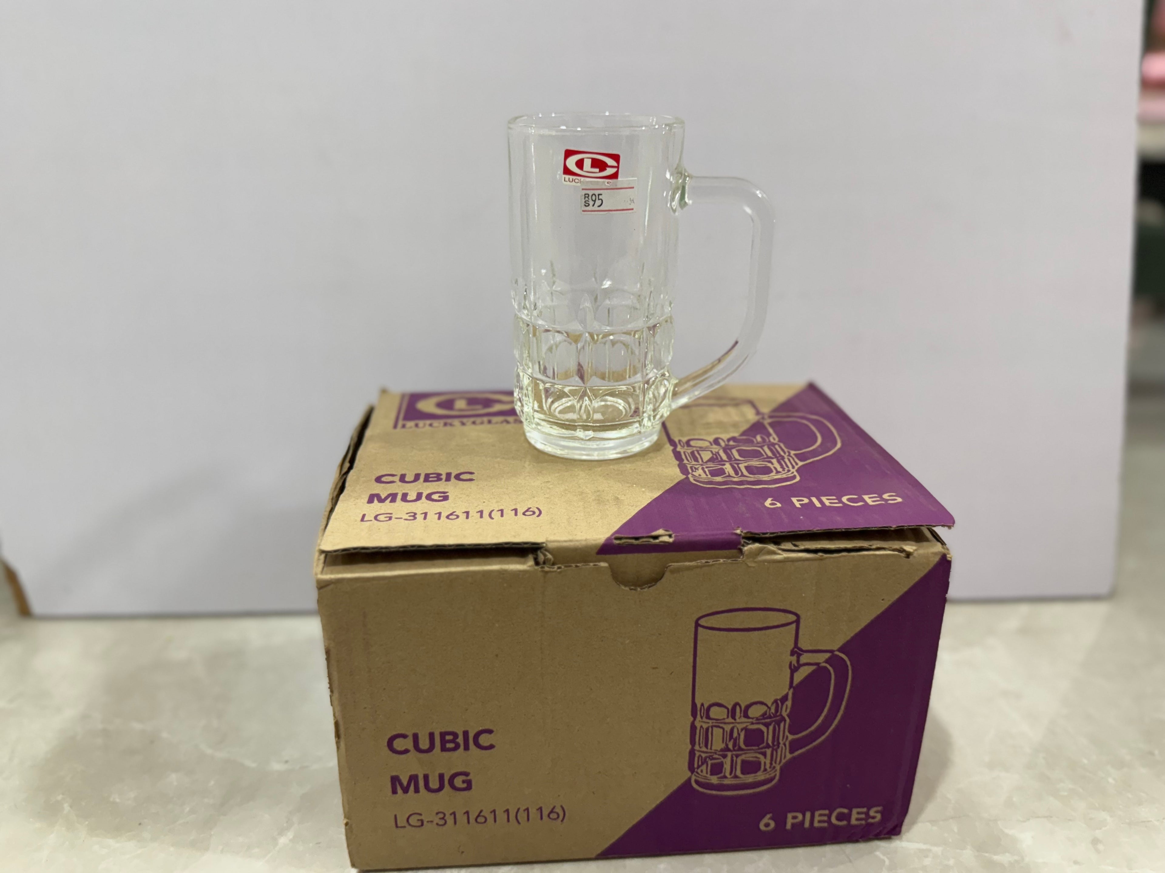 Glass Cubic Mug 6 Piece