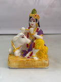 Krishna with Gau Mata Marble Statue - Gift